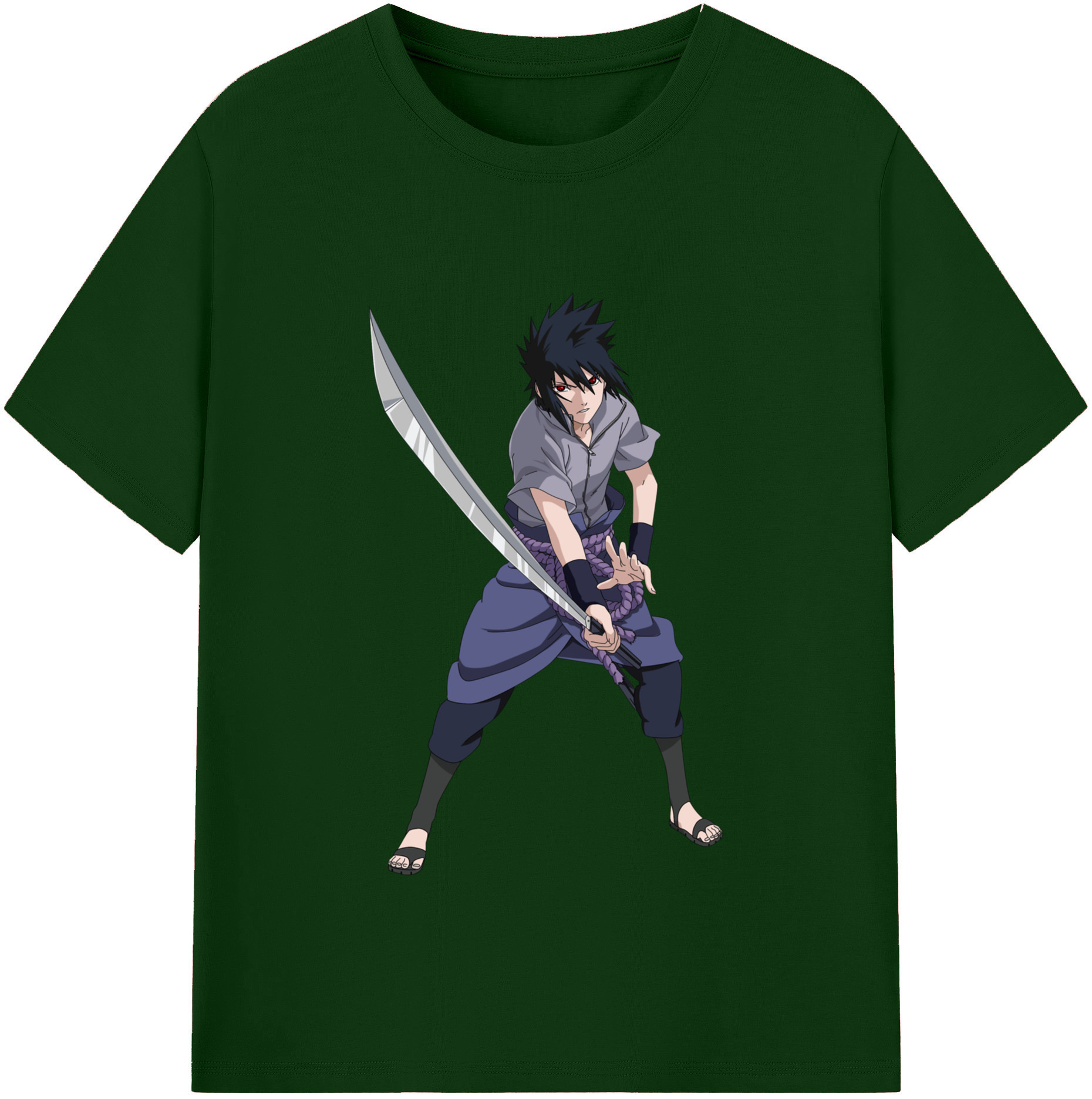 （画像用） NARUTO -ナルト- うちは サスケ Uchiha Sasuke 綿100％半袖Tシャツ（フロントプリント）